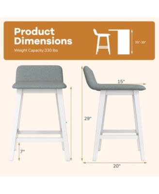 24'' Upholstered Barstools w/ Low Back Footrest and Wood Legs for Kitchen Island