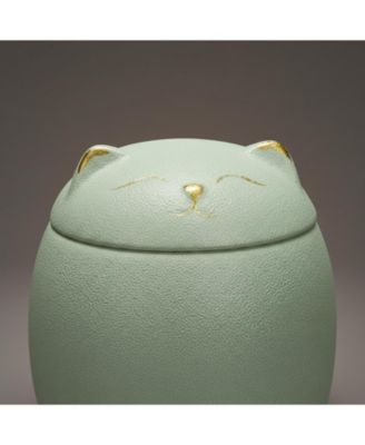 Ceramic Jar Embossed Cat Small Candy Dish Sugar Bowl Storage Canister Airtight Seal Lid