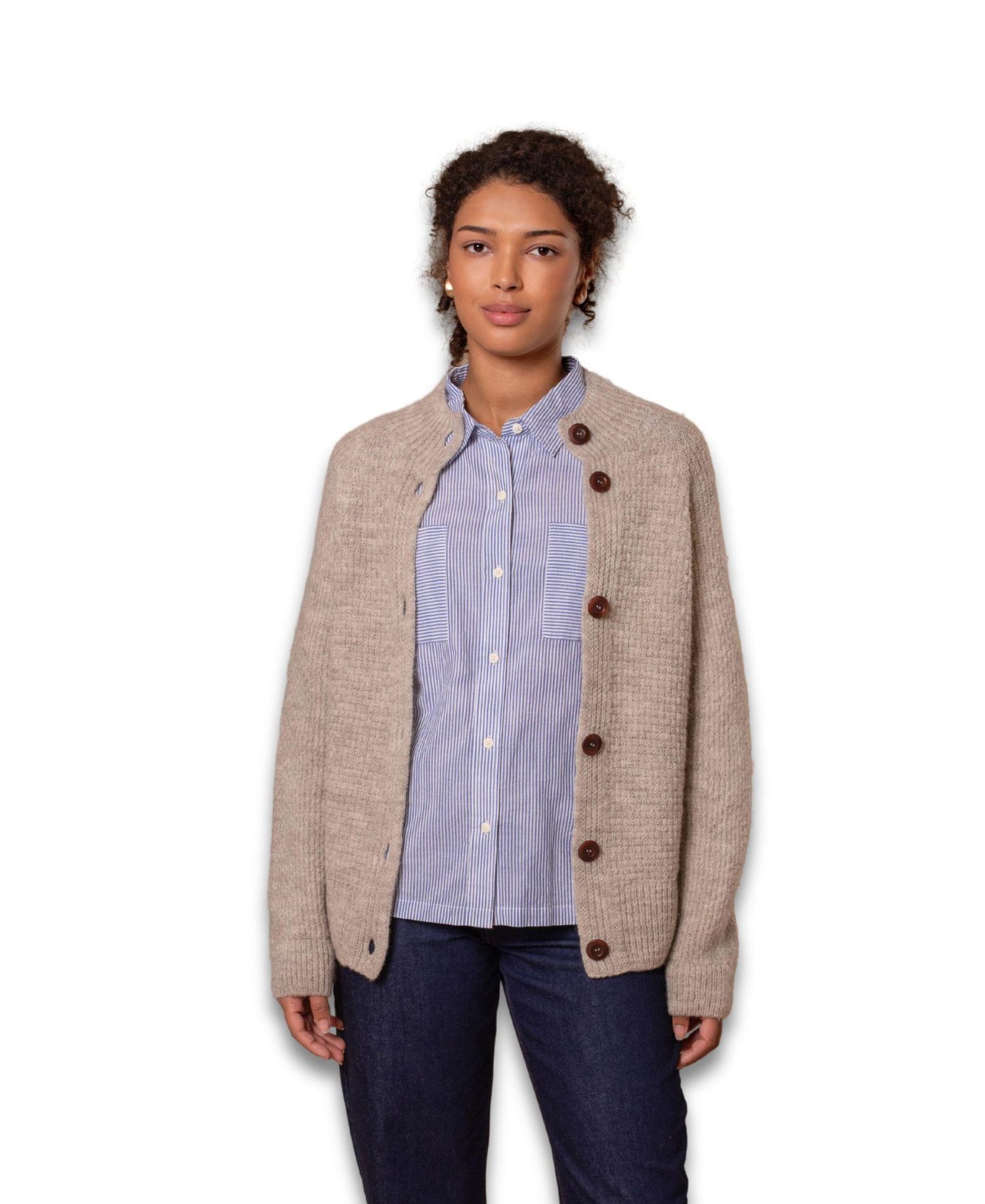 Women's British Wool Moss Stitch Cardigan