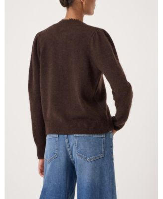 Women's Wool Blend Gathered Shoulder Cardigan