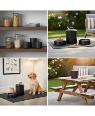 Puppy Paws Metal Food Canister 104oz Pet Food Storage Tight Lid Durable Large Capacity Countertop Safe Handwash