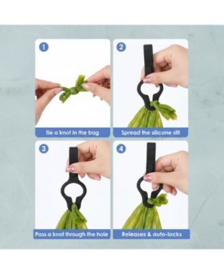 2-Pack Silicone Poop Bag Holder Hands-Free Leash Attachment Secure Durable Compact for Dog Walking