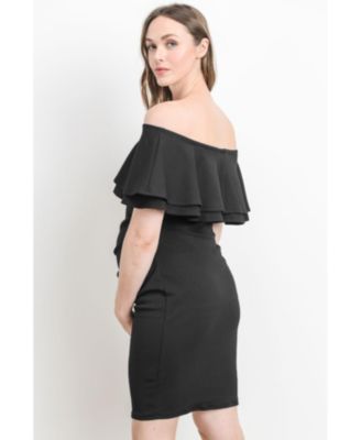Maternity Off-the-Shoulder Bodycon Ruched Mini Dress