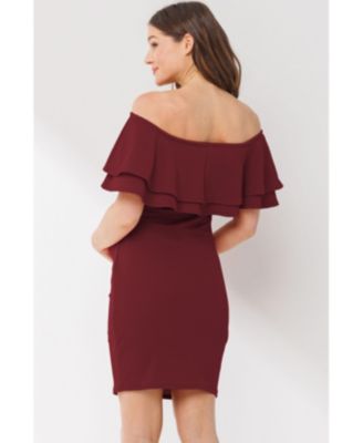 Maternity Off-the-Shoulder Bodycon Ruched Mini Dress