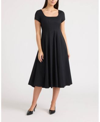 Women's Poplin Cap-Sleeve Paneled Dress