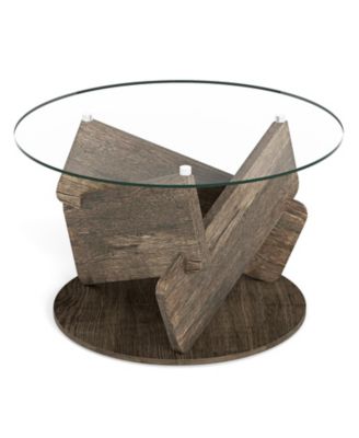 Round Glass Coffee Table Modern Center Table
