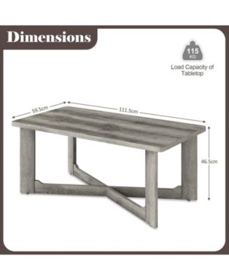  Coffee Table with Rubber Wood X Shaped Base