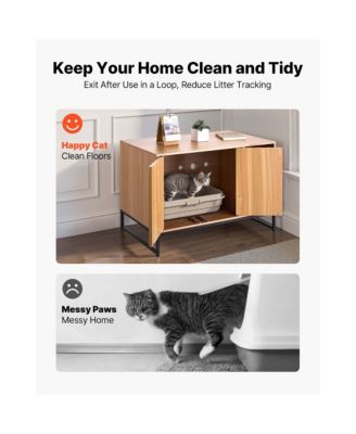 31.5" Hidden Cat Litter Box Enclosure Furniture with Scratch Pad and Storage, Waterproof End Table, Fits Most Litter Boxes