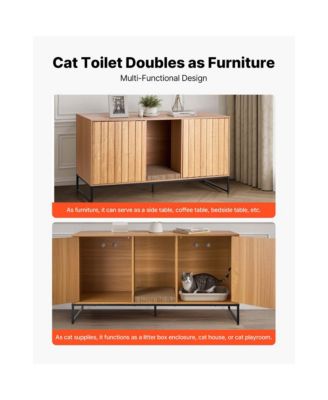 47.2" Hidden Cat Litter Box Enclosure Furniture with Scratch Pad and Storage, Waterproof End Table, Fits Most Litter Boxes