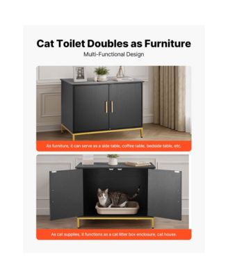 27.6" Hidden Cat Litter Box Enclosure Furniture with Metal Legs and Handle, Modern End Table, Fits Most Litter Boxes