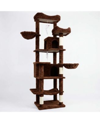68" Cat Tree with Hammocks, Hanging Basket, Cat Cave and Scratching Posts, Plush Cat Tower for Indoor Cats
