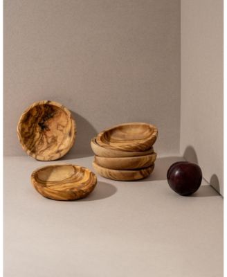 Natural Olive Wood Ramkin - Set of 6