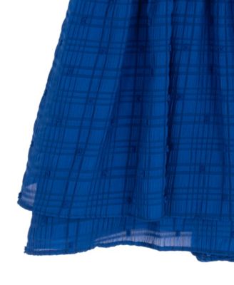 Girls' 7-16 Chiffon Clipdot Ruched Sleeveless Romper Dress 