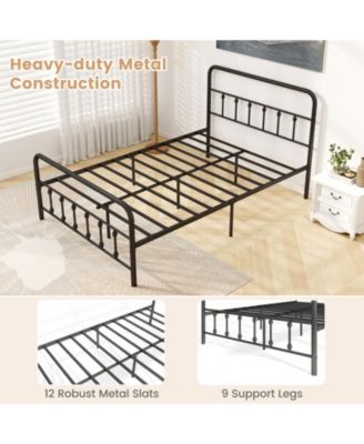 Full Metal Platform Bed Frame with Storage Drawers and Headboard
