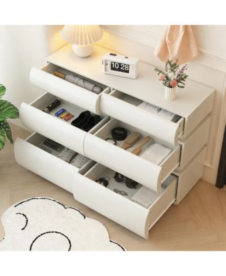 6 Drawer Dresser for Bedroom, Dresser No Handle, Modern 6 Chest of Drawers with Wide Storage