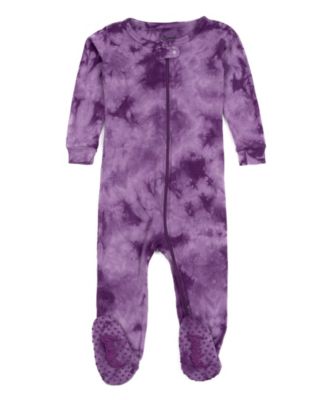 Toddler Matching Family One Piece Footed Cotton Long Sleeve Tie Dye Pajamas.