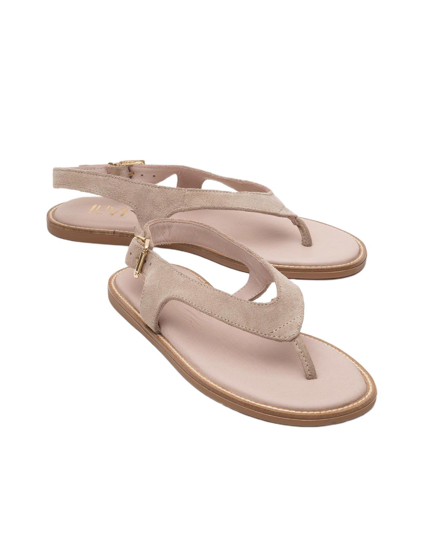 Женские сандалии Forever & Always Shoes Belinda Leather Thong, цвет: Бежевый замшевый кожаный — фото 2