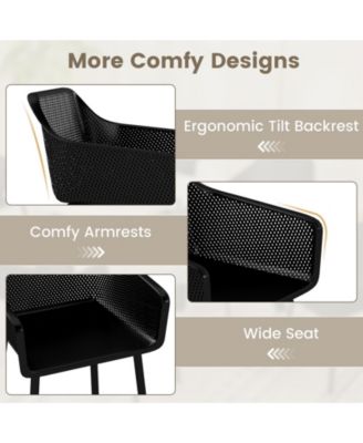 4 PCS Modern Plastic Dining Chairs Kitchen Armchairs w/ Breathable Mesh Backrest