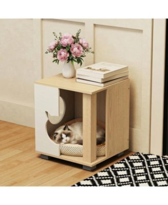 Cat Bed Side Table w/Head-shaped Entry and Metal Legs Modern End Table Nightstand