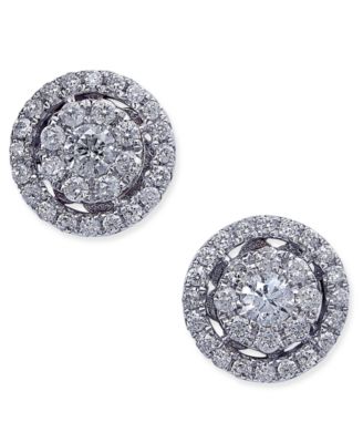 Macy's - Diamond Cluster Halo Stud Earrings (1/2 ct. t.w.) in 14k White Gold