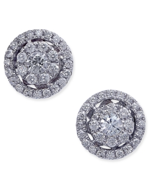 image of Diamond Cluster Halo Stud Earrings (1/2 ct. t.w.) in 14k White Gold