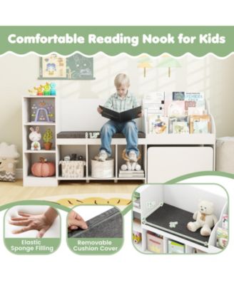 Kids Bookcase with Reading Nook Four in One Toy Organizer