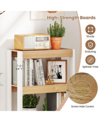 4-Tier Wooden Bookcase with Dual Anti-Tipping Kits