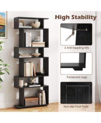 6-Tier Geometric Bookshelf with Anti-Tipping Kits