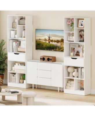 61-Inch Tall 8-Cube Bookcase with Drawer