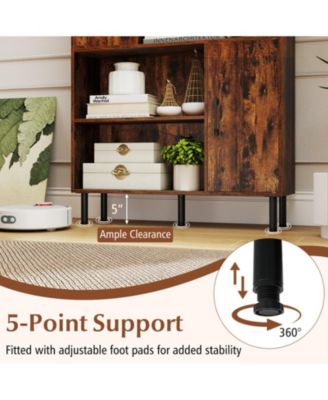 47-Inch Storage Cabinet Bookcase with 2 Doors and Open Shelves