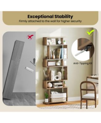 6-Tier Slim Bookcase with Anti-Tipping Kit