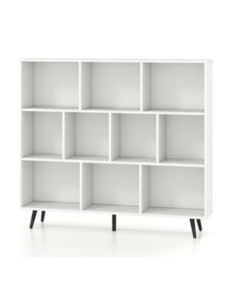 10-Cube Bookcase with 5 Tapered Metal Legs and Anti-Tipping Kits
