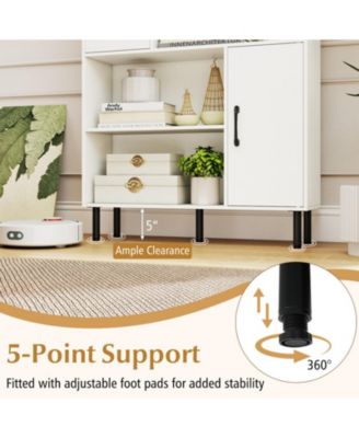 47-Inch Storage Cabinet Bookcase with 2 Doors and 4 Open Shelves