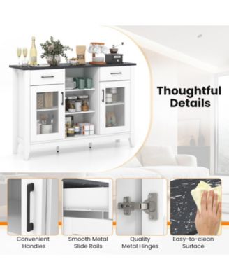 52-Inch Sideboard Buffet Cabinet with Drawers and Adjustable Shelves