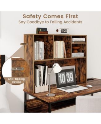 Desktop Bookcase with 4 Cubbies and Open Back Compartment