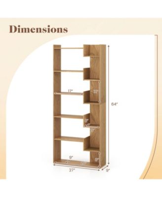 6-Tier Wooden Bookcase with Open Display Shelves