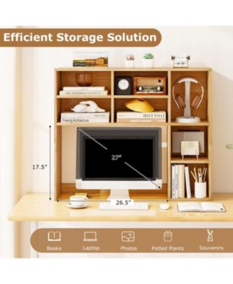 Desktop Bookshelf with 7 Cubbies and Adjustable Shelves