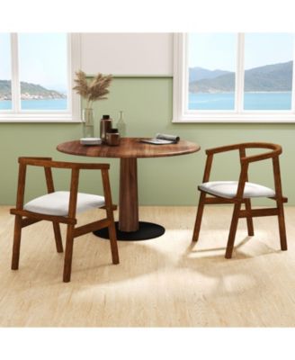 Solid Wood Dining Chairs Set of Two with Wrap Armrests