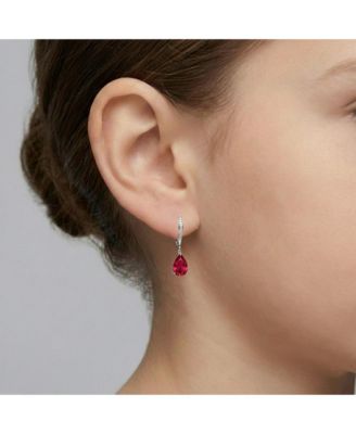 Dainty White Gold Plated Pear CZ Teardrop Lever Back Earrings