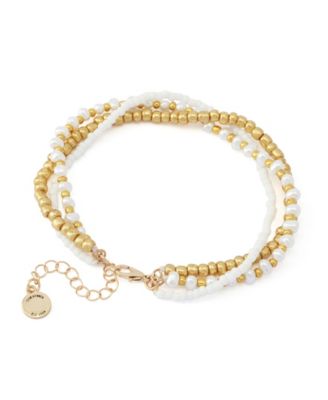 White Vintage Luxe Shell Beaded Layered Anklet