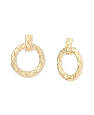 Gold Textured Doorknocker Earrings