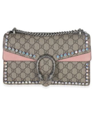 Pink Beige GG Supreme Canvas Crystal Small Dionysus Shoulder Bag