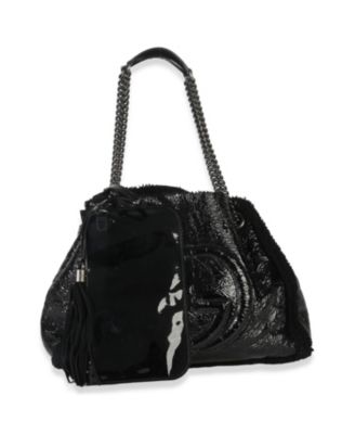 Black Patent Shearling Medium Soho Hobo