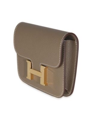 Pre-Owned HERMES Etoupe Epsom Constance Slim Wallet GHW