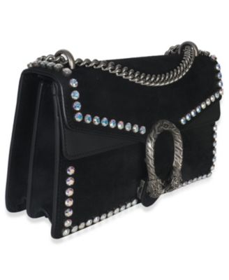 Black Suede Crystal Small Dionysus Shoulder Bag