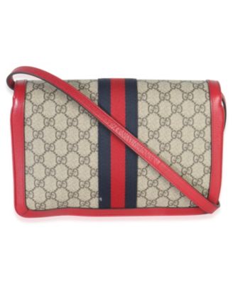 Red Calfskin GG Supreme Canvas Medium Margaret Shoulder Bag