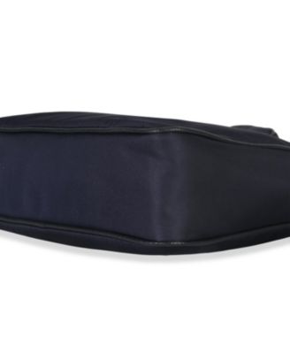 Navy Re-Nylon and Saffiano Leather Trim Shoulder Bag