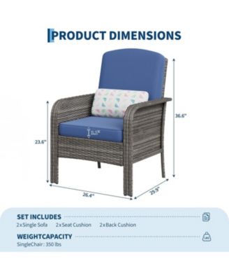 2-Piece All-Weather PE Wicker Patio Set with High Back Chairs and Cushions