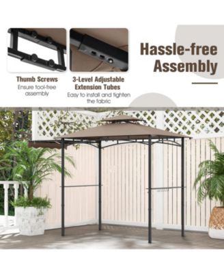 11 x 5 ft Grill Gazebo with Extended Side Awning Double-Tier Vented Top and Shelves