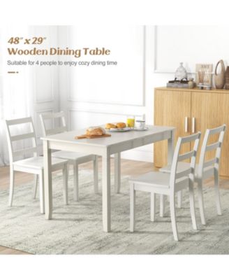 48-Inch Wooden Dining Table for 4 People Rectangular Kitchen Table with Rubber Wood Legs